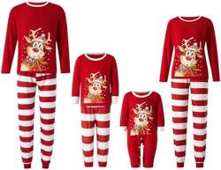 SZJIAHTM Weihnachts Pyjama Familie Set,Matching Christmas Pyjama Schlafanzug Langarmshirt und Kariert Hosen Pjs für Herren Damen Kinder Baby von SZJIAHTM