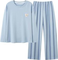 SZJIAHTM Zweiteiliger Pyjamas Loungewear Set Baumwolle Langarm Nachtwäsche Kinder Nachtwäsche Outfits Pyjama für Teenager Mädchen von SZJIAHTM