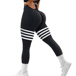 SZKANI Workout-Leggings für Frauen, Scrunch-Butt-Lifting-Leggings, hohe Taille, Yogahose, nahtlose Fitness-Strumpfhose, 7G#-Schwarz, X-Groß von SZKANI