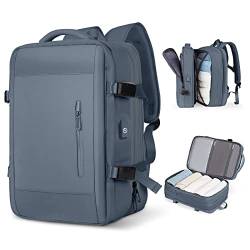 SZLX Reise -Rucksack -Männer Flug Genehmigte Rucksack -Rucksack wasserfest haltbar 15,6'' Laptop Rucksack Daypack Business Weekender Gepäck Gepäck -Rucksack Frauen, J8-Graublau, für 17-Zoll-Laptops von SZLX