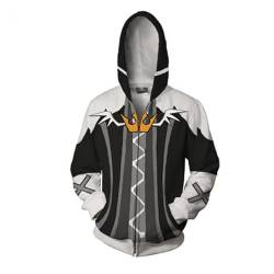 Herren/Damen Kapuzen Reißverschluss Farbe Patchwork Kingdom Hearts-Reihe Cartoon Charakter Cardigan Hoodies(XXL,Schwarz) von SZRXKJ