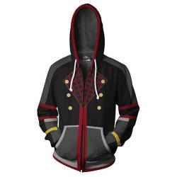 SZRXKJ Herren/Damen Kapuzen Reißverschluss Farbe Patchwork Kingdom Hearts Serie Gefälschte 2 Stück Knöpfe Dekor Strickjacke Hoodies(5XL,Schwarz) von SZRXKJ