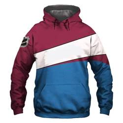 SZRXKJ Herren Kapuze Ice Hockey 3D Digital Print Colorado K Serie Avalanche Farbe Patchwork Hoodies Sweatshirts(L,Blue) von SZRXKJ