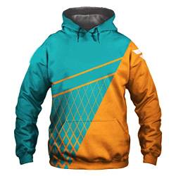 SZRXKJ Herren Kapuze Miami Team Langarm Plaids Dekor Dolphins Grün und Orange Farbe Patchwork Paar Pullover Hoodies(XL,Blue) von SZRXKJ