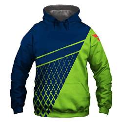 SZRXKJ Herren Kapuze Seattle Team Langarm Plaids Dekor Navyblue und grüne Farbe Patchwork Seahawks Paar Pullover Hoodies(L,Blue) von SZRXKJ