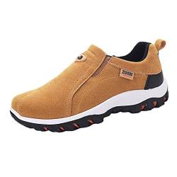 Herren-Schuhe, einfarbig, runder Zehenbereich, Laufen, Walking, Sport, Walking, Schlupfschuhe, Herren, Sneakers in 8,5 cm breit (braun, 8,5) von SZZY