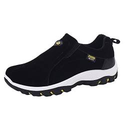Herren-Schuhe, einfarbig, runder Zehenbereich, Laufen, Walking, Sport, Walking, Schlupfschuhe, Herren-Sneaker, in 8,5 cm breit (schwarz, 8) von SZZY