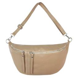 Sa-Lucca Damen Bauchtasche Umhängetasche Bodybag Crossbag echt Leder viele Farben 38 x 20 x 10 cm (taupe) von Sa-Lucca