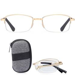SaNgaiMEi Faltbare Lesebrille Damen Herren Blaulichtfilter Computer Brille, Lesebrille Sehhilfe Augenoptik Brille für PC, TV, Gaming & Handy (Gold, 1.0, multiplier_x) von SaNgaiMEi