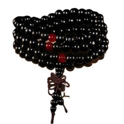 gebetsperlen buddhistische gebetsperlen mala perle 1 Stück 108 Perlenarmband Männer Gebetskette Tibetisch-buddhistische Mala Rosenkranz Armbänder for Frauen Holzschmuck-rot (Farbe: Rot) (Farbe: Schwar von SaVgu