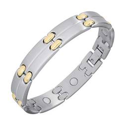 Sabona of London Magnetschmuck Armband Sport Duett für Herren aus Edelstahl in Silber mit goldenen Akzenten, Verschiedene Größen von Sabona of London