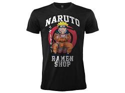 Sabor SRL Naruto Ramen Shop Offizielles Naruto T-Shirt mit kurzen Ärmeln mit Authentizitätshologramm, 100% Baumwolle, Schwarz, Schwarz , L von Sabor SRL