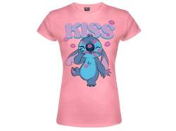 Disney Lilo und Stitch Küsse T-Shirt für Mädchen und Mädchen Rosa Offizielles Lizenzprodukt, Rosa, 128 cm von Sabor srl