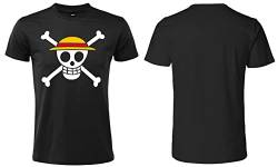 Offizielles T-Shirt One Piece Strohhut Logo Totenkopf Kurzarm 100% Baumwolle Unisex Erhältlich in verschiedenen Farben Größen für Erwachsene Jungen (XXL, Schwarz), Nero, XXL von Sabor srl