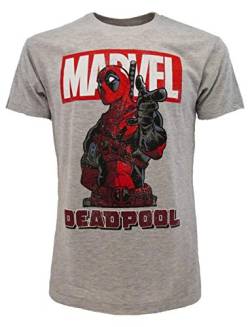 T-Shirt Deadpool Original Grau Offizielles Produkt Marvel T-Shirt Unisex, Grau X-Small von Sabor srl