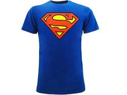 T-Shirt Superman Logo Superheld Clark Kent Offizielles T-Shirt Unisex Blau Rot Kinder Jungen und Erwachsene, blau, 7-8 anni von Sabor srl