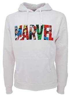 Original Marvel Superhelden-Sweatshirt mit Kapuze und Taschen, Weiß, Weiß, M von Sabor