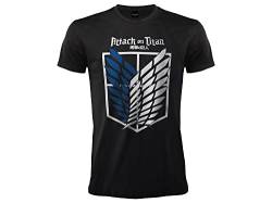 T-Shirt Attack on Titan Symbol Logo Angriff Riesen - Druck Vorderseite - Schwarz - kurze Ärmel - 100% Baumwolle, Schwarz , L von Sabor