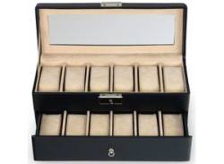 Uhrenetui SACHER "2220.290443" Aufbewahrungsboxen Gr. B/H/T: 29,5 cm x 14 cm x 11 cm, schwarz (schwarz, beige) Damen Schmuckkästen Etuis von Sacher