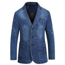 Saclerpnt Herren Anzugjacke Freizeit Klassisch Sakko Vintage Jeans-Jacke Business Denim-Blazer Hochzeit Party Jacket(Blau,3XL) von Saclerpnt