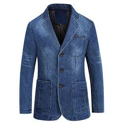 Saclerpnt Herren Anzugjacke Freizeit Klassisch Sakko Vintage Jeans-Jacke Business Denim-Blazer Hochzeit Party Jacket(Blau,L) von Saclerpnt