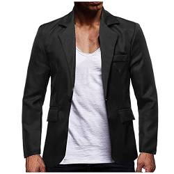 Saclerpnt Herren Business Anzug Jacke Mode Party Einfarbig Elegante Sakko Sportlich Slim-Fit Blazer mit Revers (3XL, Schwarz) von Saclerpnt