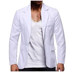 Saclerpnt Herren Business Anzug Jacke Mode Party Einfarbig Elegante Sakko Sportlich Slim-Fit Blazer mit Revers (3XL, Weiß) von Saclerpnt