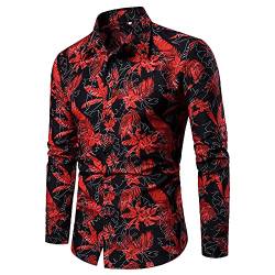 Saclerpnt Herren Langarmhemd Klassisch Businesshemd Musterhemd Slim Fit Freizeithemd Kläppchenkragen Hemd(Rot,3XL) von Saclerpnt