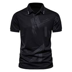 Saclerpnt Herren Poloshirt Fashion Polohemd Polo Shirts Revers-T-Shirt Sommer Kurzarm Poloshirt(Schwarz,L) von Saclerpnt