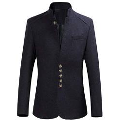 Saclerpnt Herren Sakko Stehkragen Einreihig Jacke Business Große Anzug Mantel Abendessen Hochzeit Party Blazer(Wein,XXL) von Saclerpnt