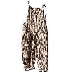 Saclerpnt Latzhose Damen Jumpsuit Mit Tasche Gestreifte lose Overalls Einfarbige Weites Bein Playsuit Hose,Orange,L von Saclerpnt