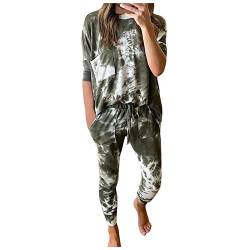 Saclerpnt Trainingsanzug Damen Camouflage Printed Sportswear Hoodie Anzug sportanzug Hausanzug Jogginganzug Damen,Grün,M von Saclerpnt