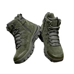 Herren-Arbeitsstiefel Mit Seitlichem Reißverschluss, Taktische Herren-Stiefel Für Outdoor-Sportarten Zum Schnüren Atmungsaktiv Hoher Schaft Mit Seitlichem Reißverschluss (Color : Green, Size : 41 EU von SadiTy