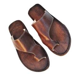 Herren Plus Size Sommer Casual Ring Toe Bunion Hausschuhe, Slip-On-Flip-Flops, Vordere Und Hintere Hohle Fischmaul-Quadratkopf-Outdoor-Sandalen, Für Orthopädische Plantarfasziitis (Color : Brown, SI von SadiTy