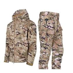 Zweiteiliger Skiganzug, Herren Winter Outdoor Mode Camouflage Ski Jacke Schneehose Set, Warmes Wasserdichtes Winddichtes Schnee 2 Stück Skiganzug, Zum Skifahren, Schneemobilei (Color : Brown, Size : von SadiTy