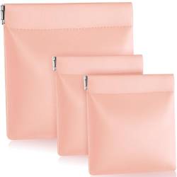 Sadnyy 3 Pcs PU Leder Geldbörse Änderung Halter Kein Reißverschluss Münzbeutel Selbstschließende Beutel Ändern Geldbörse Münztasche, 2 Größe, Pink von Sadnyy