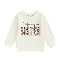 Kinder Mädchen Entspannt Sweatshirt für Schwestern Langarm Rundhalsausschnitt Kleine/Große Schwestern Print Pullover Shirt Famliy Sisters Passende Warme Kleidung (Big SIS Beige1, 3-4 Years) von Saeevima