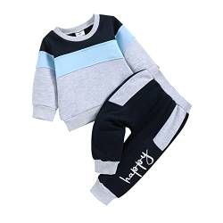 Kinderanzüge Zweiteilige Freizeitkleidung Pullover + Jogginghose keinkind Bekleidungset Streetwear aus Baumwolle Herbst Rund Ausschnitt (Blau Grau, 9-12 Monate) von Saeevima