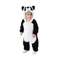 Saeevima Kinder Baby Fleece Cartoon Tiere Strampler Hoodie Body Langarm Reißverschluss Einteilig Kapuze Plüsch Jumpsuit Halloween Weihnachten Warmer Flanell Pyjama (Panda, 12-18 Months) von Saeevima