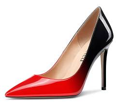 Saekcted Damen High-Heels Pumps Spitze Zehe Stilettos Abendschuhe 10CM Heel Schuhe Rot Lackleder 37 EU von Saekcted