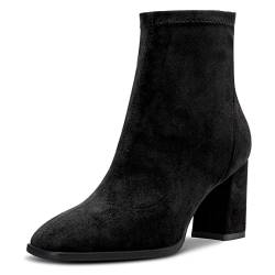 Saekcted Damen Hoher High Chunky Blockabsatz Absatz Heel Geschlossene Eckige Zehenkappe Stiefeletten Slip-on Klassisch Reißverschluss 7.5 CM Heels Schuhe Schwarz 42 EU von Saekcted