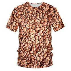 Mann Kaffeebohnen O-Ausschnitt T-Shirt 3D-T-Shirt Lässig Bedrucktes T-Shirt von Saeohnssty