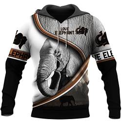 Saeohnssty Tier Elefant 3D Gedruckt Herbst Männer Hoodies Unisex Casual Pullover Zip Hoodie von Saeohnssty