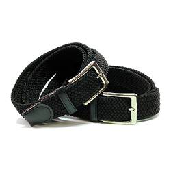 Komfortabel Elastische Geflochtener Stretch Gürtel - Stretchbelt - Stoffgürtel - Gürtel Flecht - Damen und Herren (100 B.W. = Gesamtlänge 115 Cm., 2 Pack Schwarz) von Safekeepers