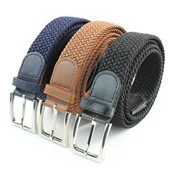 Komfortabel Elastische Geflochtener Stretch Gürtel - Stretchbelt - Stoffgürtel - Gürtel Flecht - Damen und Herren (100 B.W. = Gesamtlänge 115 Cm., 3 Pack: Schwarz, Blau, Cognac) von Safekeepers