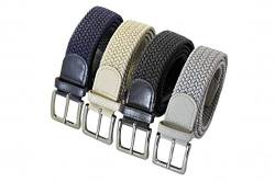 Komfortabel Elastische Geflochtener Stretch Gürtel - Stretchbelt - Stoffgürtel - Gürtel Flecht - Damen und Herren (105 B.W. = Gesamtlänge 120 Cm., 4 Pack: Schwarz, Blau, Grau, Beige) von Safekeepers