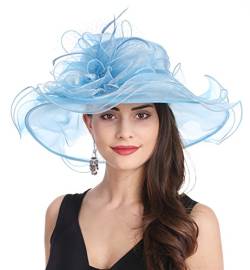 SAFERIN Damen Organza Kirche Kentucky Derby Fascinator Braut Tee Party Hochzeit Hut - mehrfarbig - Einheitsgröße von Saferin