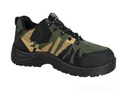 ARTMAS BTEX Camouflage Arbeitsschuhe Herren Damen Stahlkappe Schuhe geschnürt atmungsaktiv rutschfest SB SRC; schwarz; (Numeric_43) von Safety 1st