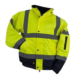 URGENT Arbeitsjacke URG-HSV BO Kurz Jacke Bomberjacke Isolierte Warnung Wasserdicht 2 000 mm Winddichte Kapuze Reißverschluss Isolierte Funktionsjacke Reflektierende Winter Herren Damen Gelb (L) von Safety 1st