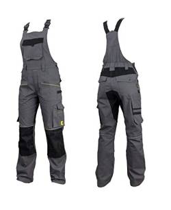 Urgent URG-S2 Latzhose Arbeitslatzhose Herren reflektierend Stretch Arbeitshose Schutz für Maler Stuckateur Monteur Gärtner Mechaniker Cargohose Taschen leichte Hose Damen Schutzkleidung; Grau; (50) von Safety 1st